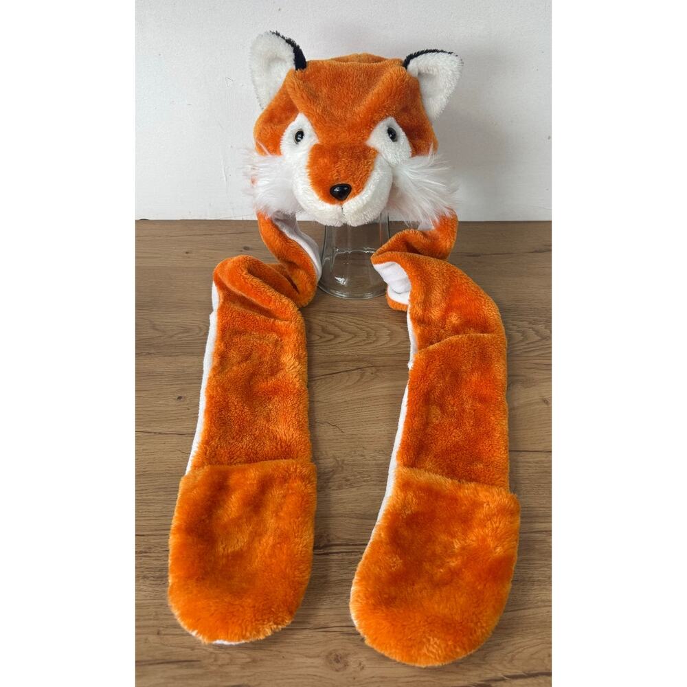 Fox Animal Hat Hood Scarf with Mitten Paws